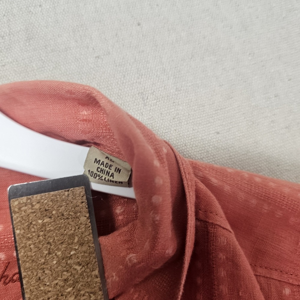 TOMMY BAHAMA Corsica Stitched Plaid Men's XL Orange Button Up 100% Linen T31947 - Picture 9 of 9